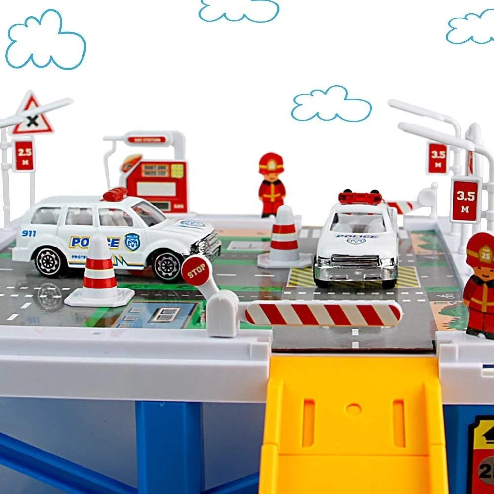 Deluxe police parking lot set toy car parking garage toys kids parking garage toy Box Gift