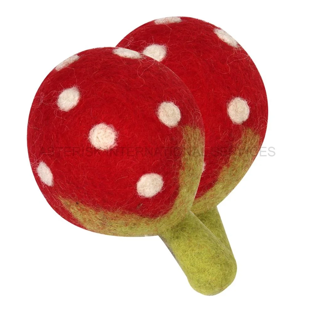 High Quality 100% New Zealand Wool Handmade Felt Mushrooms Eco-friendly Wet Felting Mushrooms Home Decor Christmas Hobbycraft