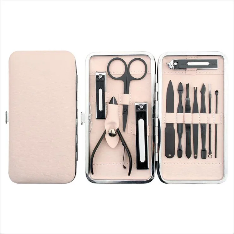 12 pcs manicure set nail clipper set for men and lady in pink PU case