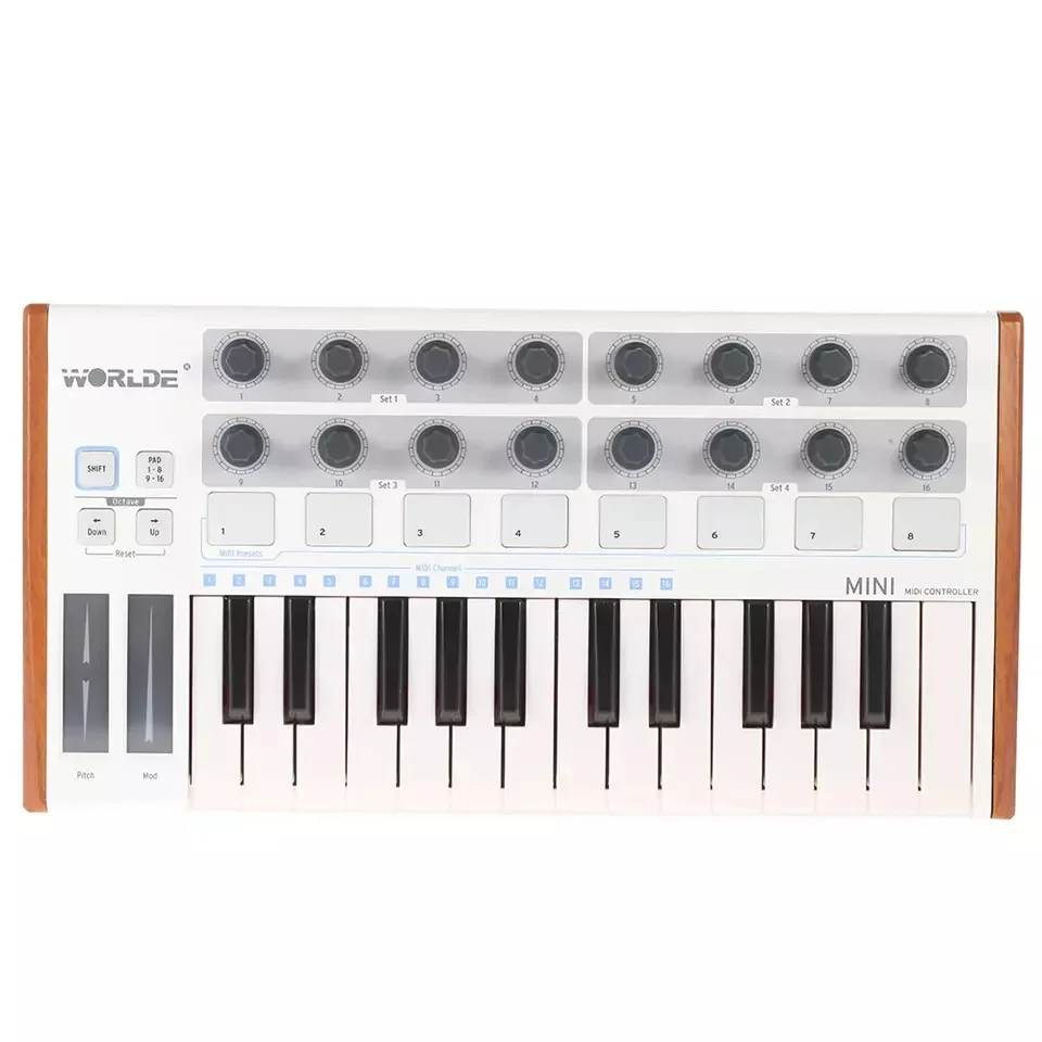 Worlde мини-пианино 25 клавиш барабанная панель студийная клавиатура