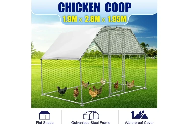 3M x 2M Walk in Run Cage Coop for Poultry Cat Rabbit with no Gap Metal Door Free Rabbit Roof Cover