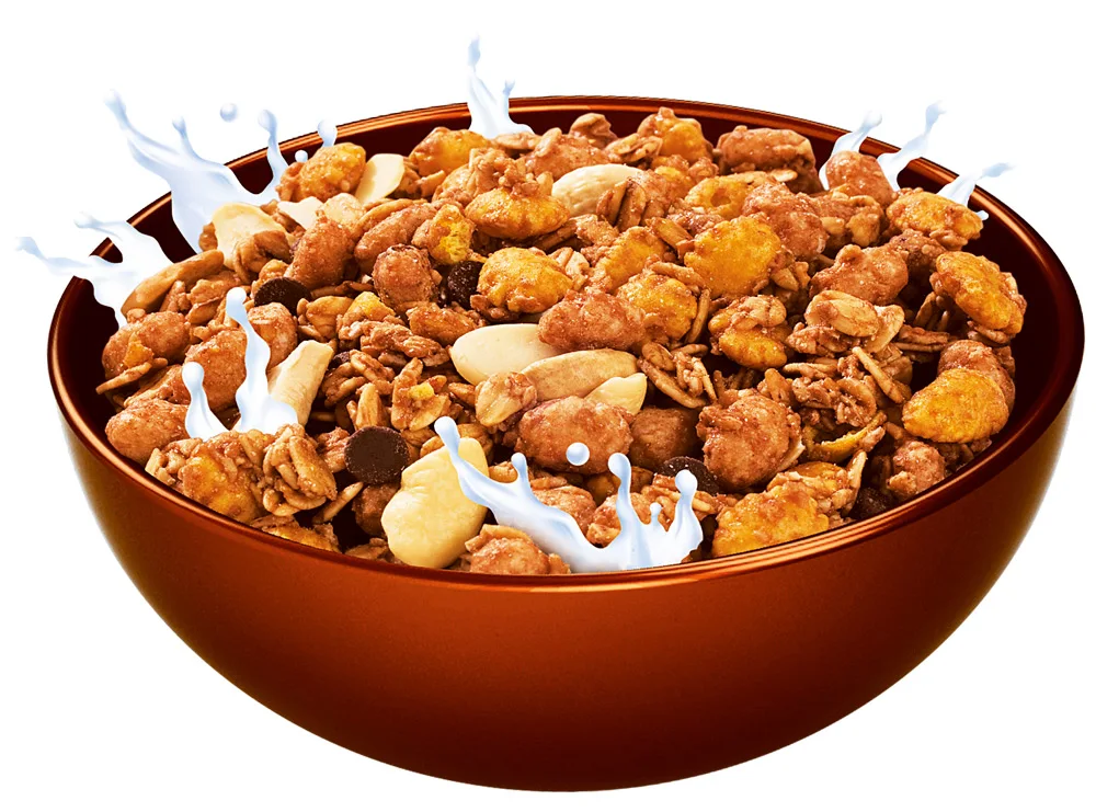 Хрустящие хлопья muesli с шоколадом и орехами для завтрака, гранола