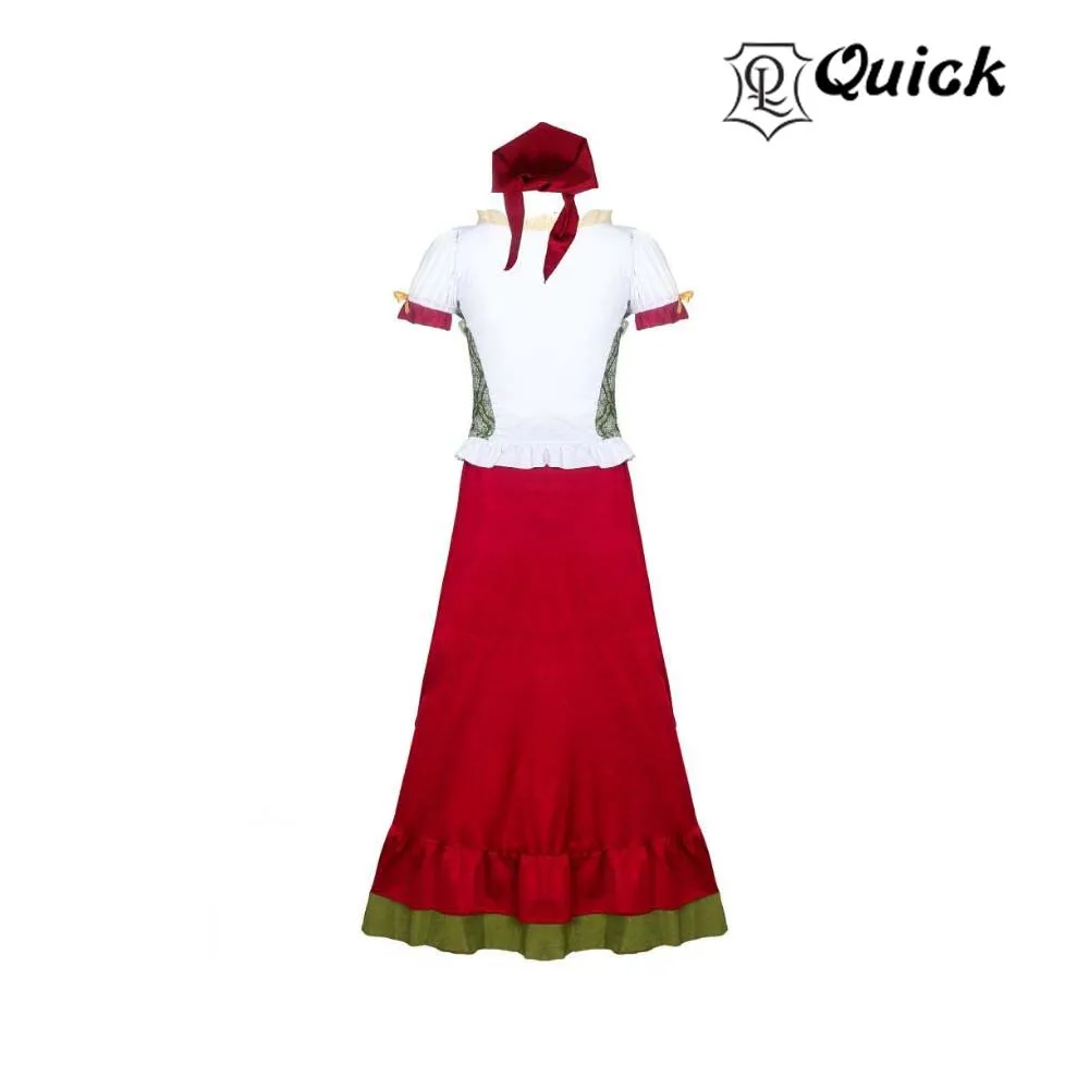 Traditional Oktoberfest Dirndl Dress German Austrian Peasant Beer Wench Maid Costume Skirt +Top + Headscarf