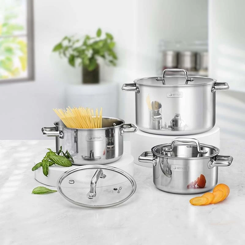 Made in Vietnam cheap Solid Stainless steel pot set Elmich Trimax ECO EL-8000 size 16-18-22cm
