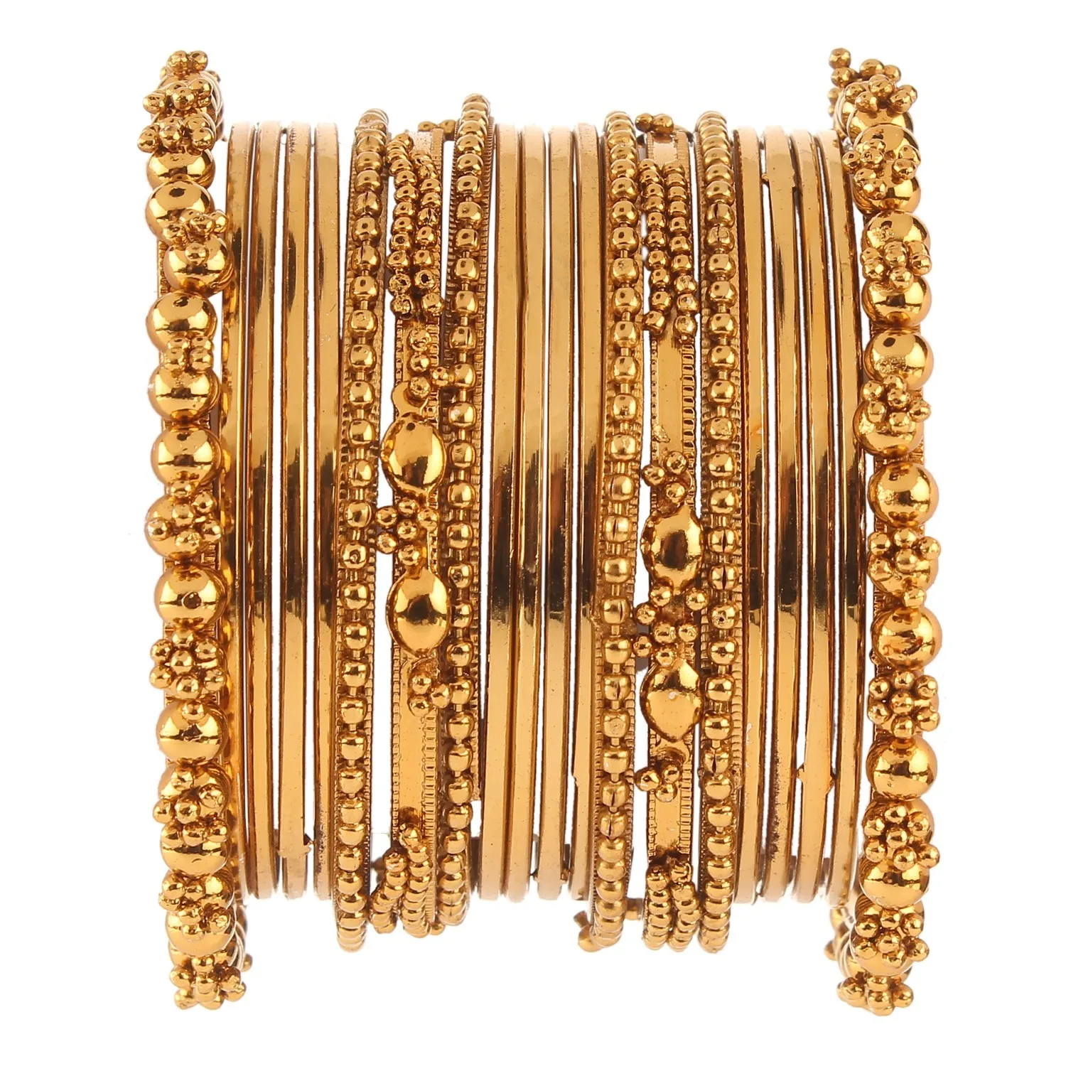 Boho Vintage Antique Gypsy Tribal Indian Oxidised Gold Plated Beads Bracelets Bangle Set (20 Pc)
