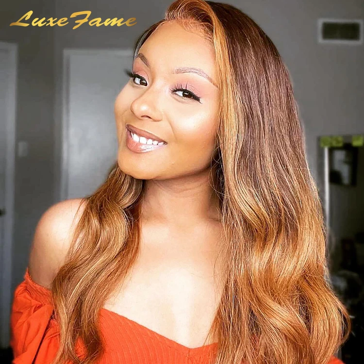 
P4/27 Highlight Color Hd Lace Front Human Hair Wig,Wholesale Hd Full Lace Human Hair Wig,Brazilian Colored Virgin Human Hair Wig 