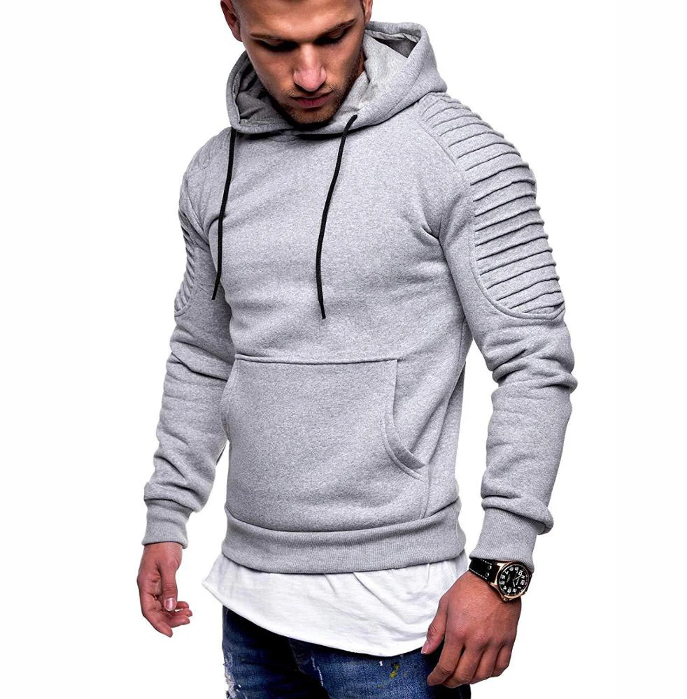 
Best Quality Men Hoodies In Gray Color Plain Style Pullover Cotton / Fleece Made Sweatshirts 