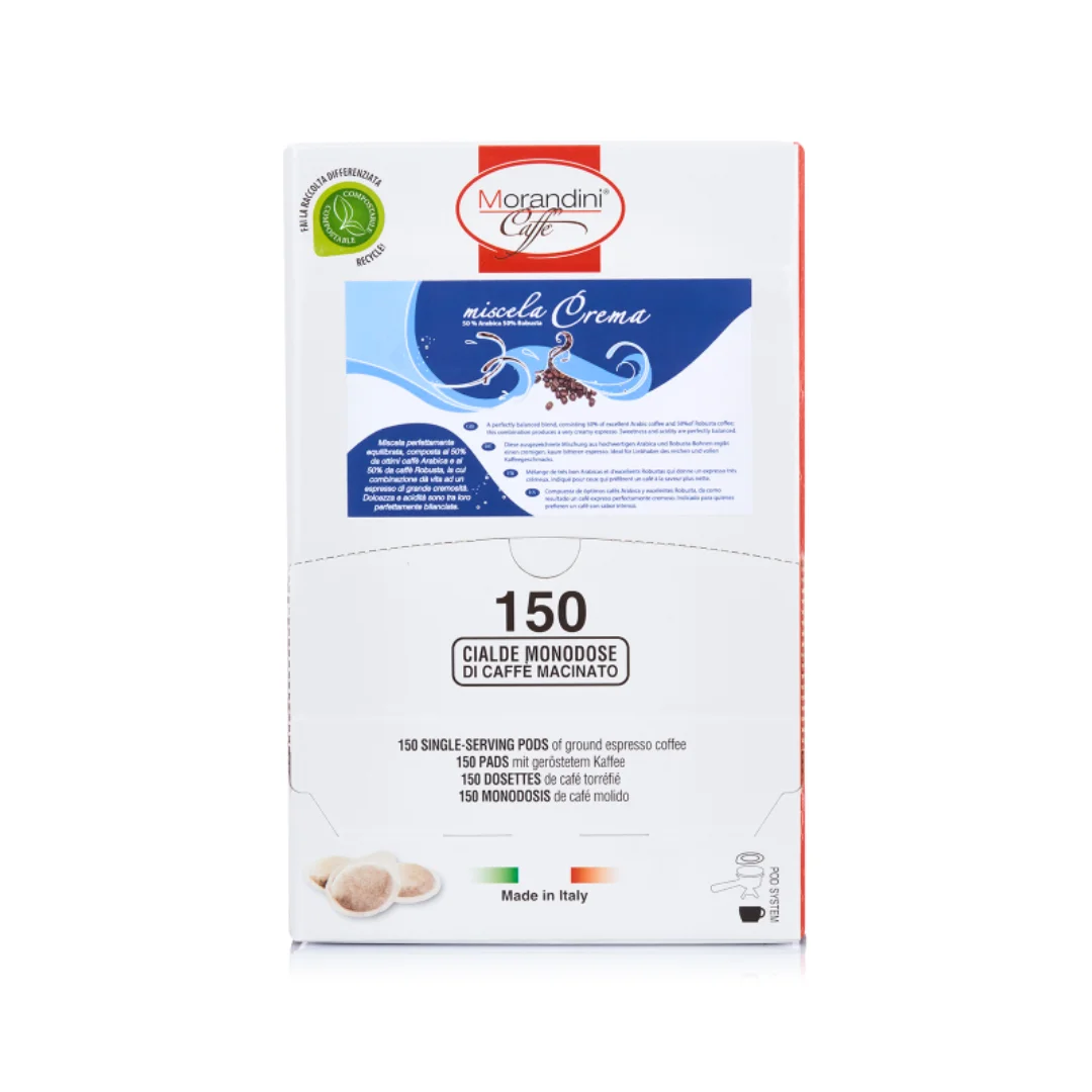 High quality Arabica Robusta blend Miscela Crema roasted ground coffee ESE pods 44 mm 150 pcs