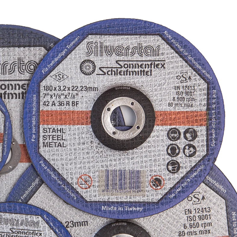 EN 12413 STANDARD 180 X 2 mm 7 Inch SILVER STAR SERIES CUTTING DISC ABRASIVE CUT OFF WHEEL FOR METAL WITH OSA CERTIFICATE