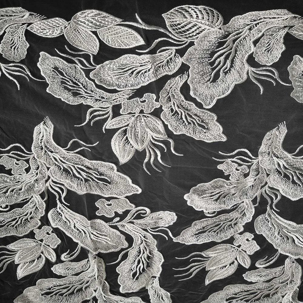 
Hot sale good price ivory sequins embroidery lace fabric for wedding party dress 
