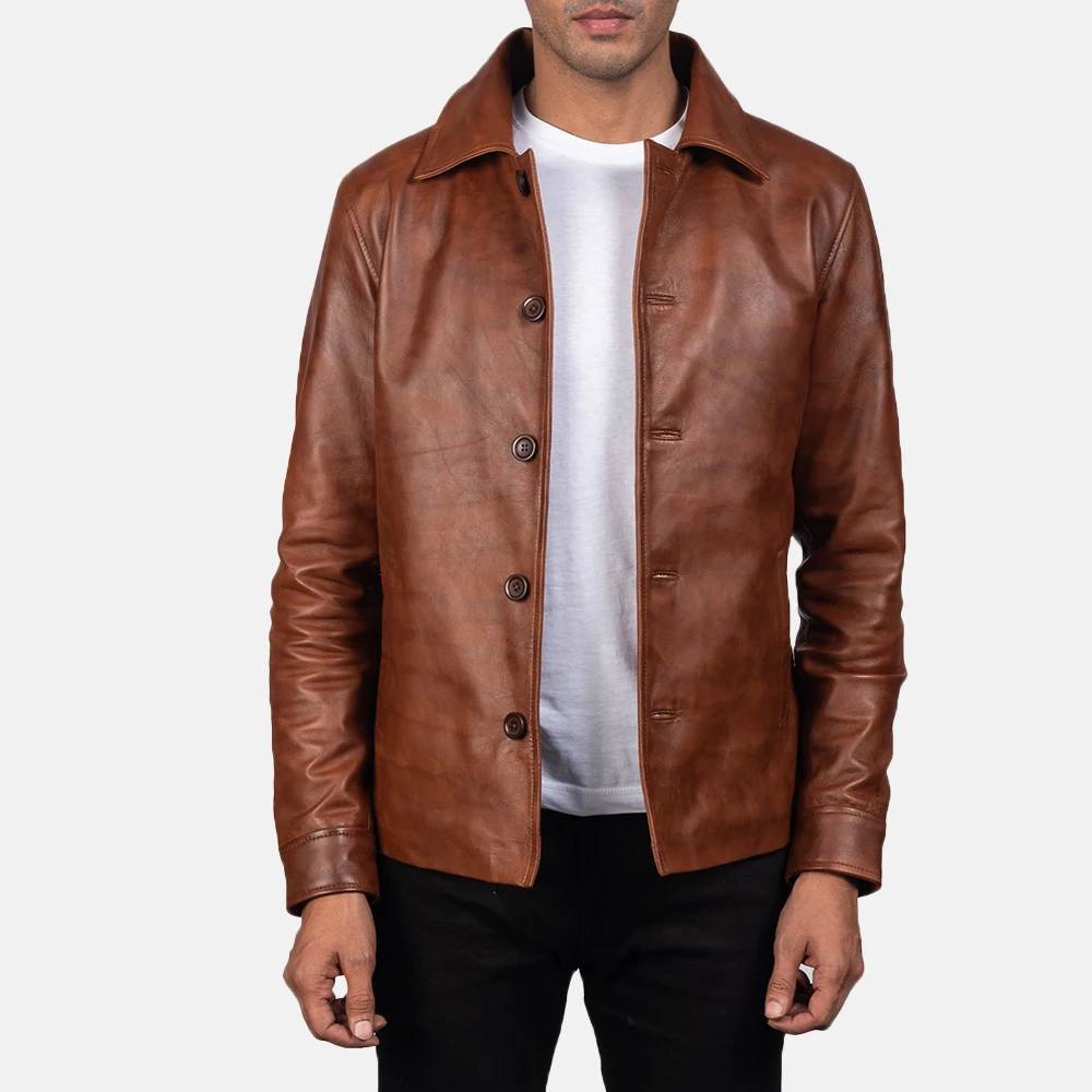 Wholesale Price High Quality Autumn Winter Button UP Mens Faux Leather Jackets / Perfect Classic Winter Goat Leather Jackets