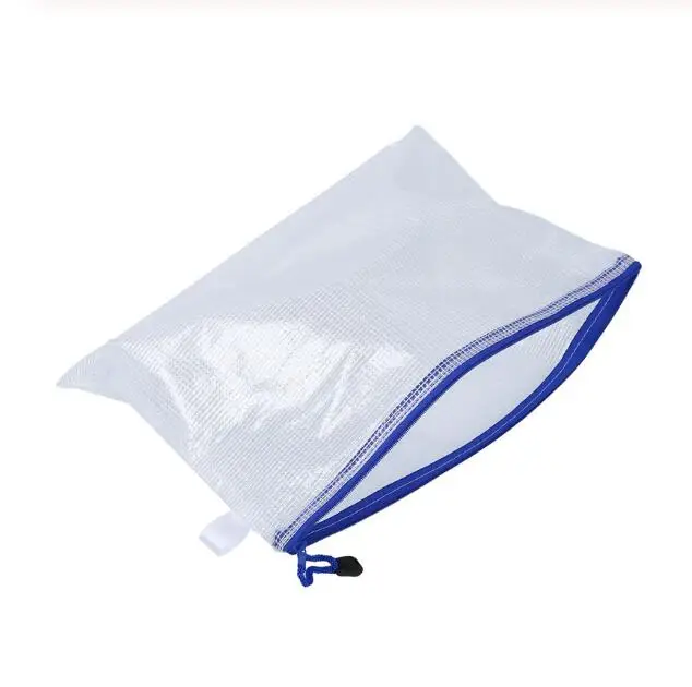 Waterproof A6 / A4 / A5 Transparent Plastic Document PVC Mesh Zipper Bag For School&Office