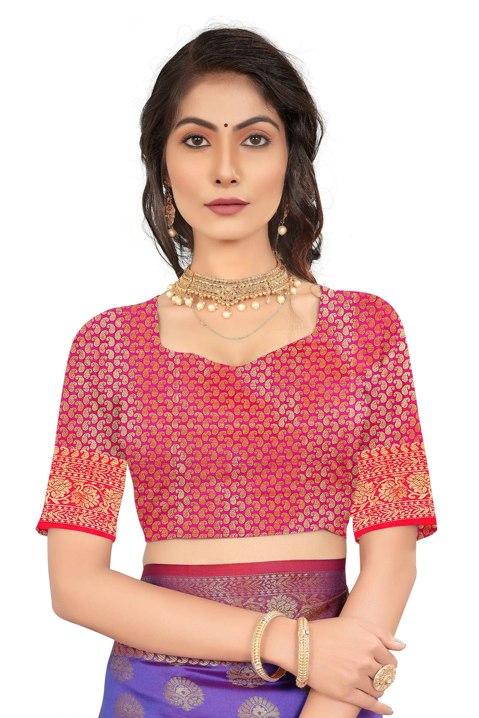 100% PURE COTTON SILK PURPLE COLOUR DAMAN BEAUTIFULRICH PALLU AND JACQUARD SAREE