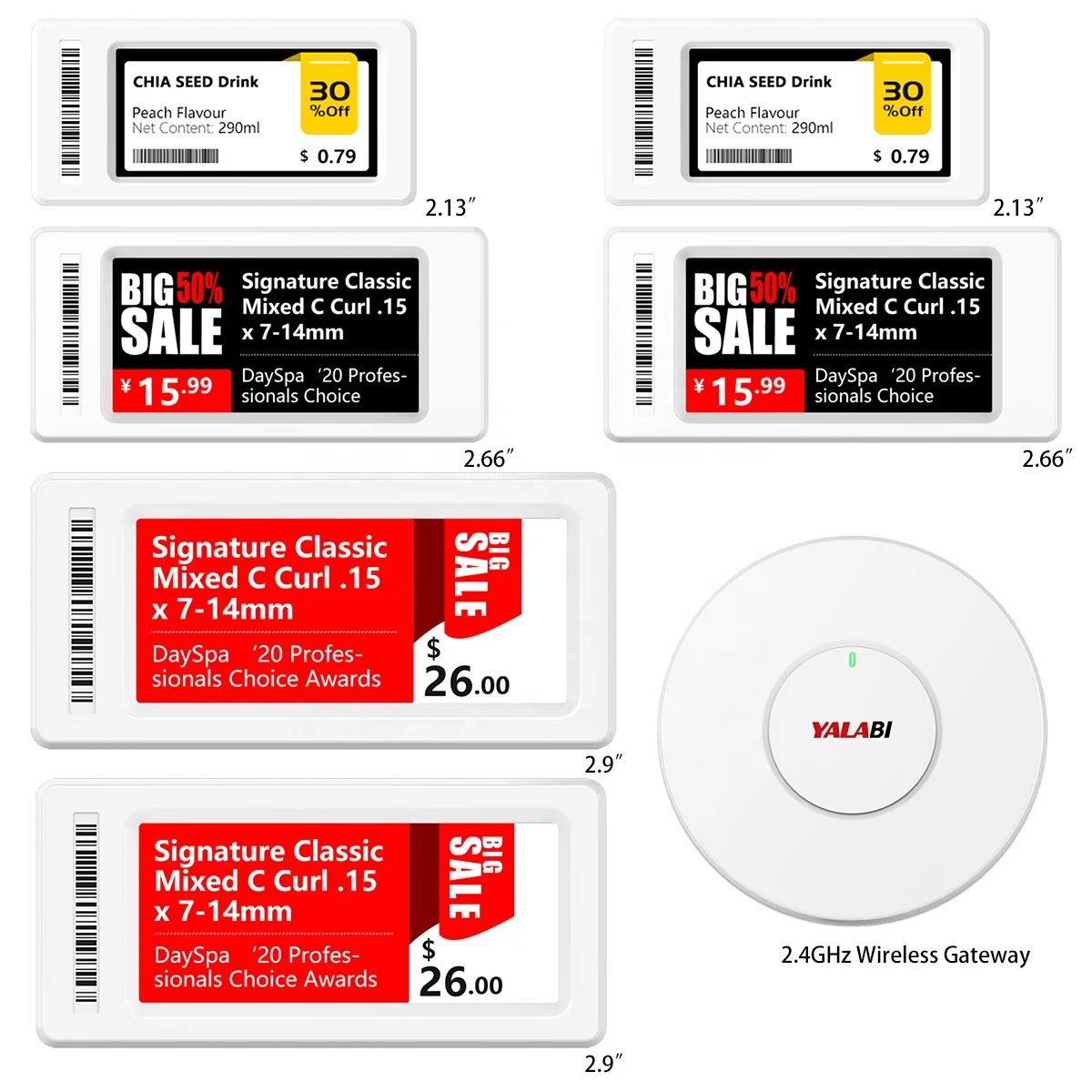 Набор для демонстрации YalaTech, электронная этикетка маленького размера для полки 2,13, 2,66, 2, 9 дюймов, набор для демонстрации ESL, этикетка для цифровой полки для розничной торговли