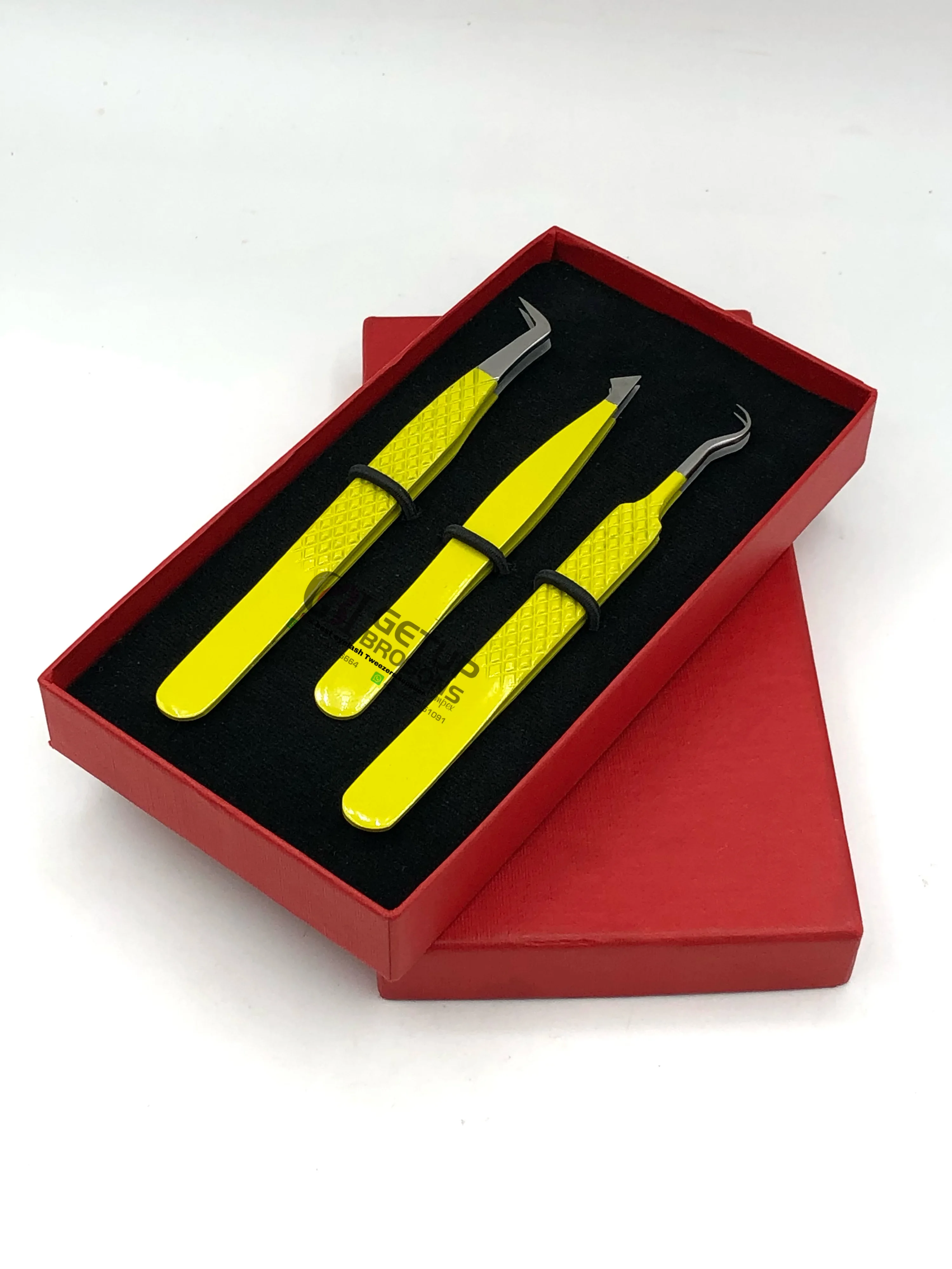 Best Boot Volume With Eyebrow Tweezer Yellow Powder Coating Double Curved Eyelash Extension Tweezers Stainless Steel Beauty Tool