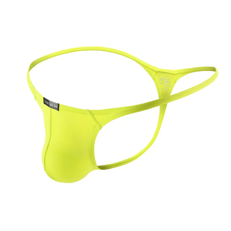 Men G-string Thong Ice Silk Underwear Male Sexy Elephant Nose Big Pouch Briefs Gay Panties Man Solid Tanga Underpants