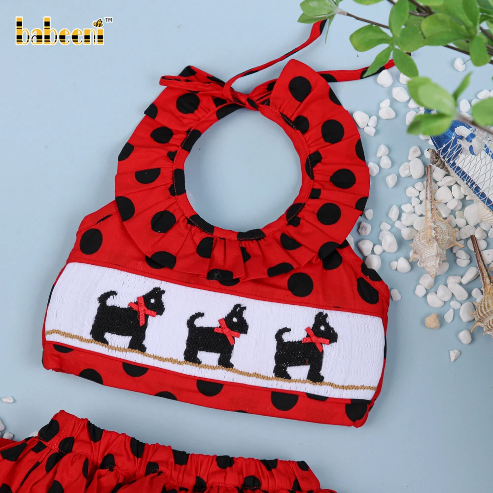 Lovely labrador smocked bikinis in girl smocked swimwear - BB899