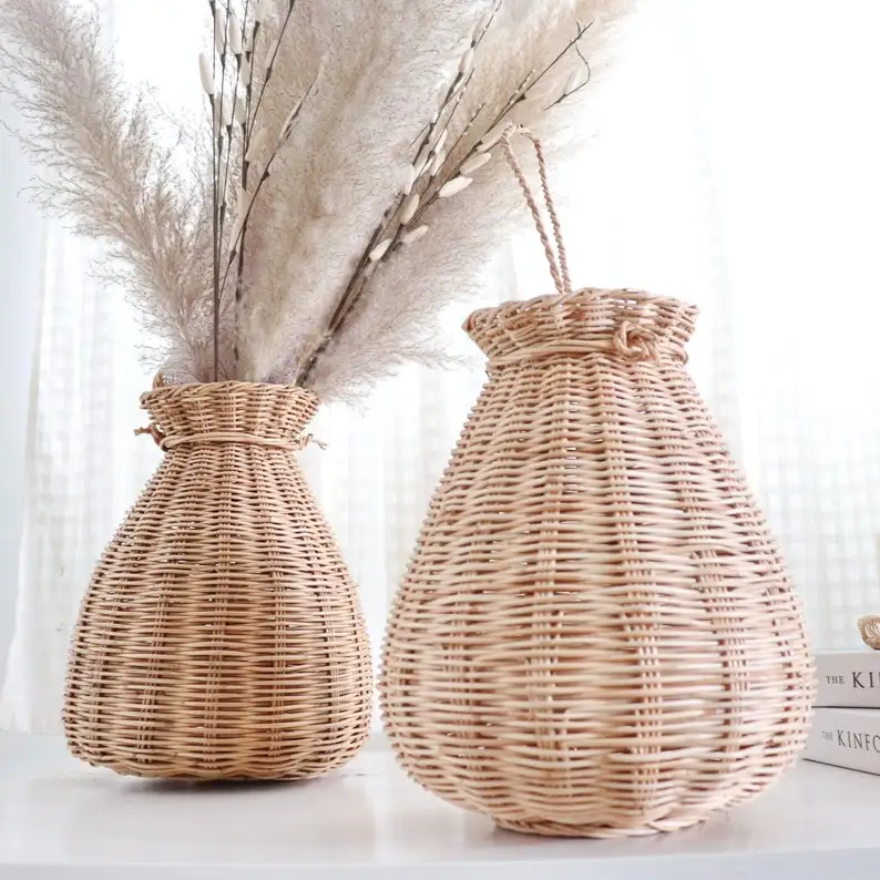 Rattan vase natural handmade woven large rattan vase new unique style home decor flower vases