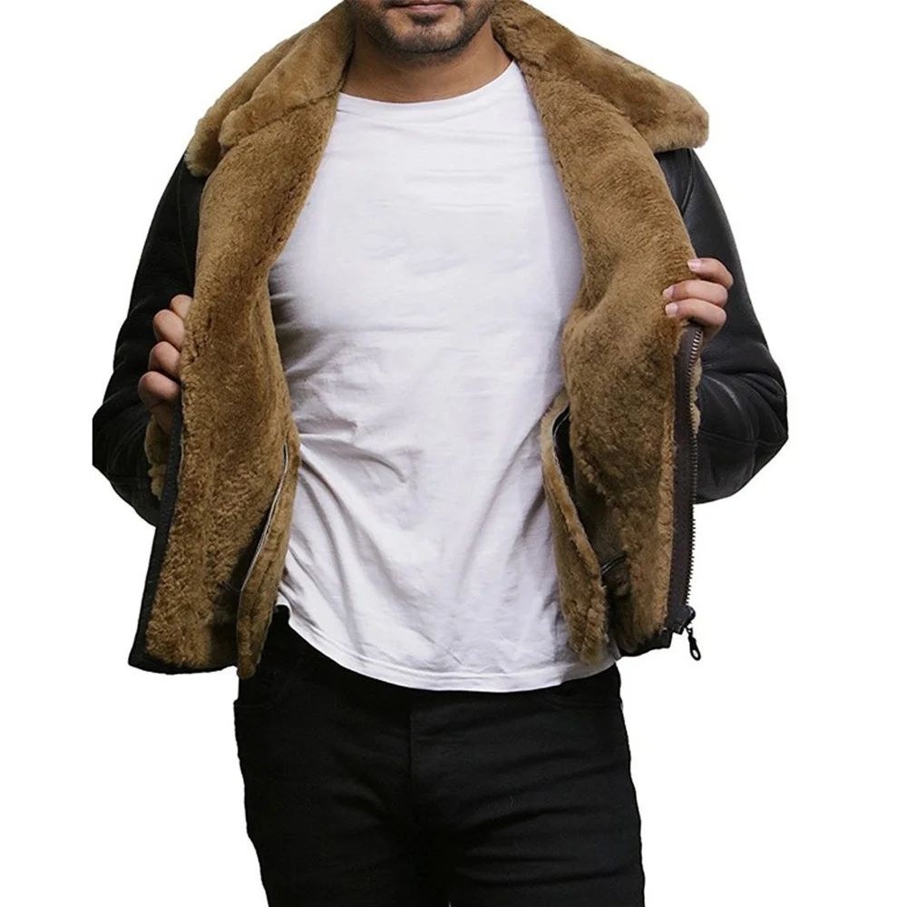 
Top quality Outdoor Shearling Jacket For Men/Custom Made Winter Wear Shearling Jacket 