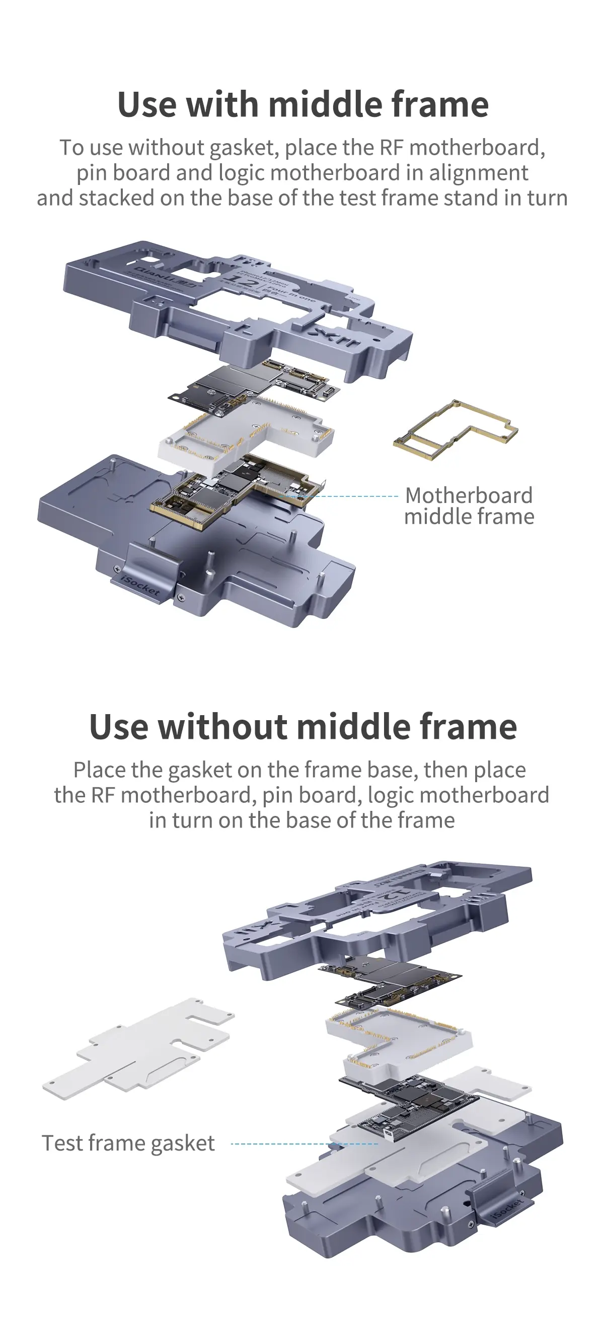 Qianli Isocket 4 In 1 Motherboard Layered Test Frame For Iphone 12 12Pro Max 12Mini Mainboard Test Fixture Phone Repair Tools