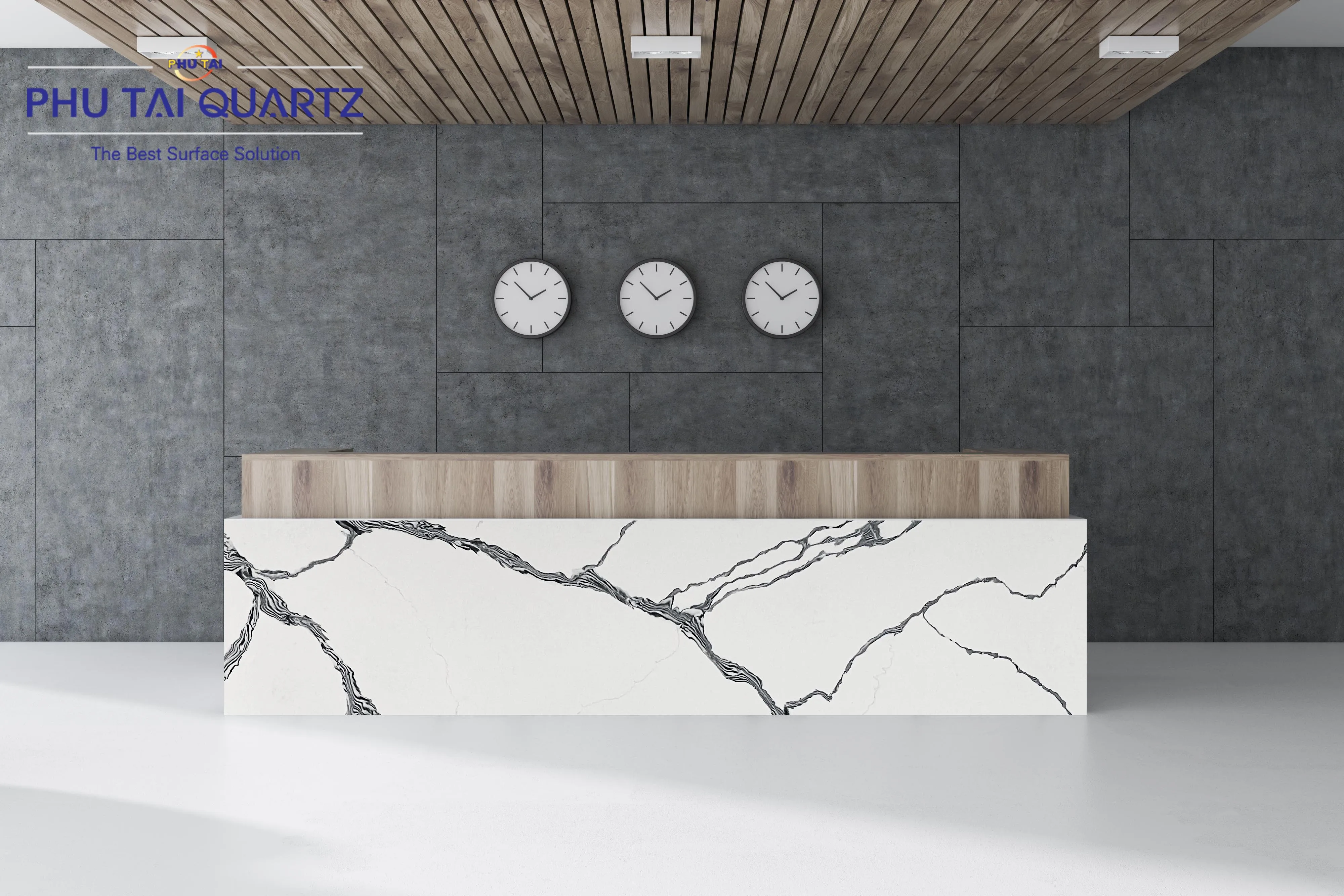 Quartz Calacatta Bolsena PT 902 Polished Slab high quality for kitchen countertop and home panel decoration by Phutai