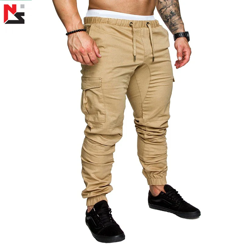  Брендовые мужские штаны в стиле хип-хоп штаны-шаровары брюки для бега 2019 джоггеры одноцветное с несколькими карманами мальчиков спортивные M-4XL
