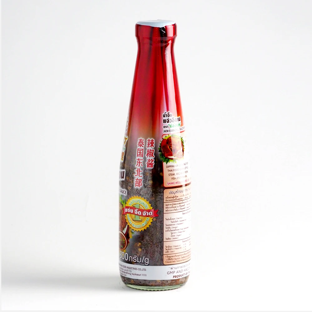 Nong Pon Dipping Jaew Esarn Chilli Hot Sauce Glass Bottle Package 300 ML Red Hot Chili Sauce Chili Paste
