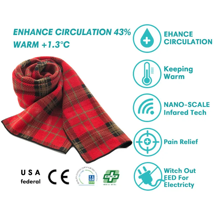 Модная зимняя нано-волоконная термонагревательная обертка для шеи в клетку инфракрасный период физиотерапии устройство облегчения боли квадратный шарф