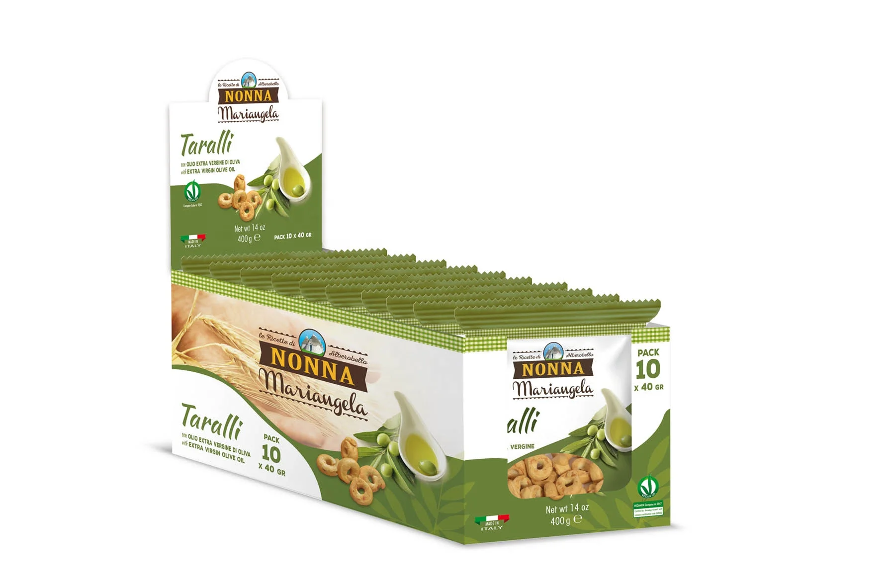 Italian Premium Grain Snack - Savoury biscuits for a quick & Healthy break, Multipack (10 packs x 40g) - EVO Oil bites