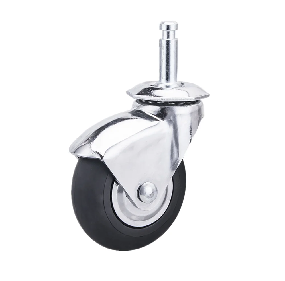 3' Non Marking Kingpin Double Ball Bearing High Elastic Thermoplastic Rubber Medical Furniture Swivel with Thread Caster Wheels