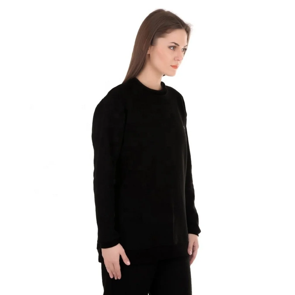 High quality set crew neck women winter crop long sleeve sweatshirt custom brand logo and design women round neck sweatshirt