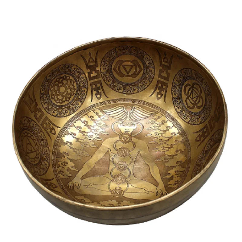 Seven Chakra Hand Carved Singing Bowl Healing Spiritual Instrumental Relaxing Sound Singing Bowl For Home Decoration