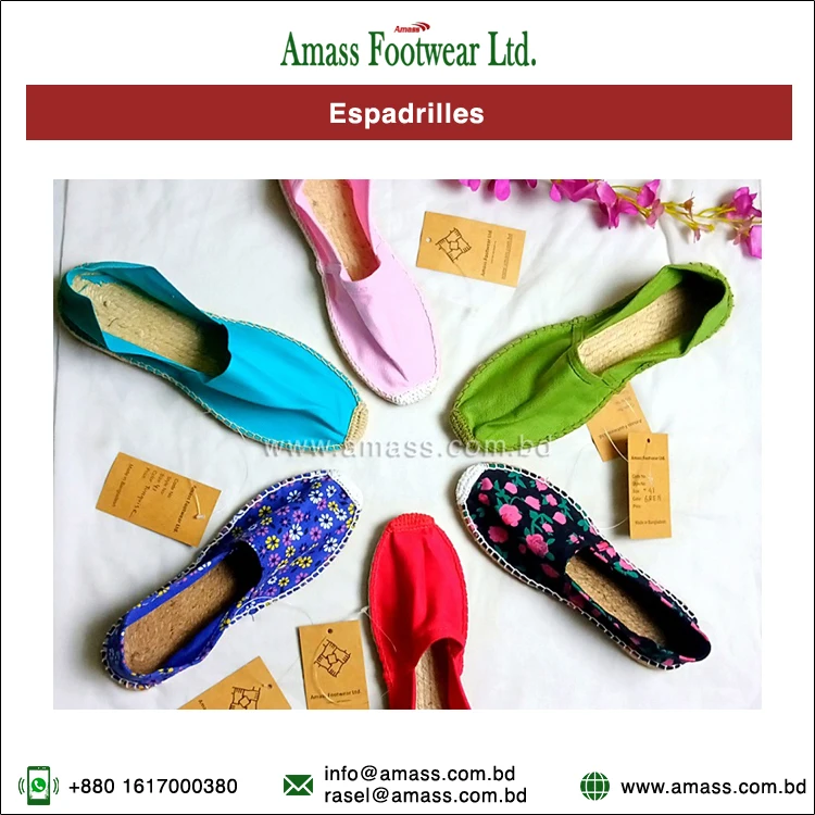Manufacturing Superb Quality 100% Natural Material Handmade  Customized Espadrilles Flats