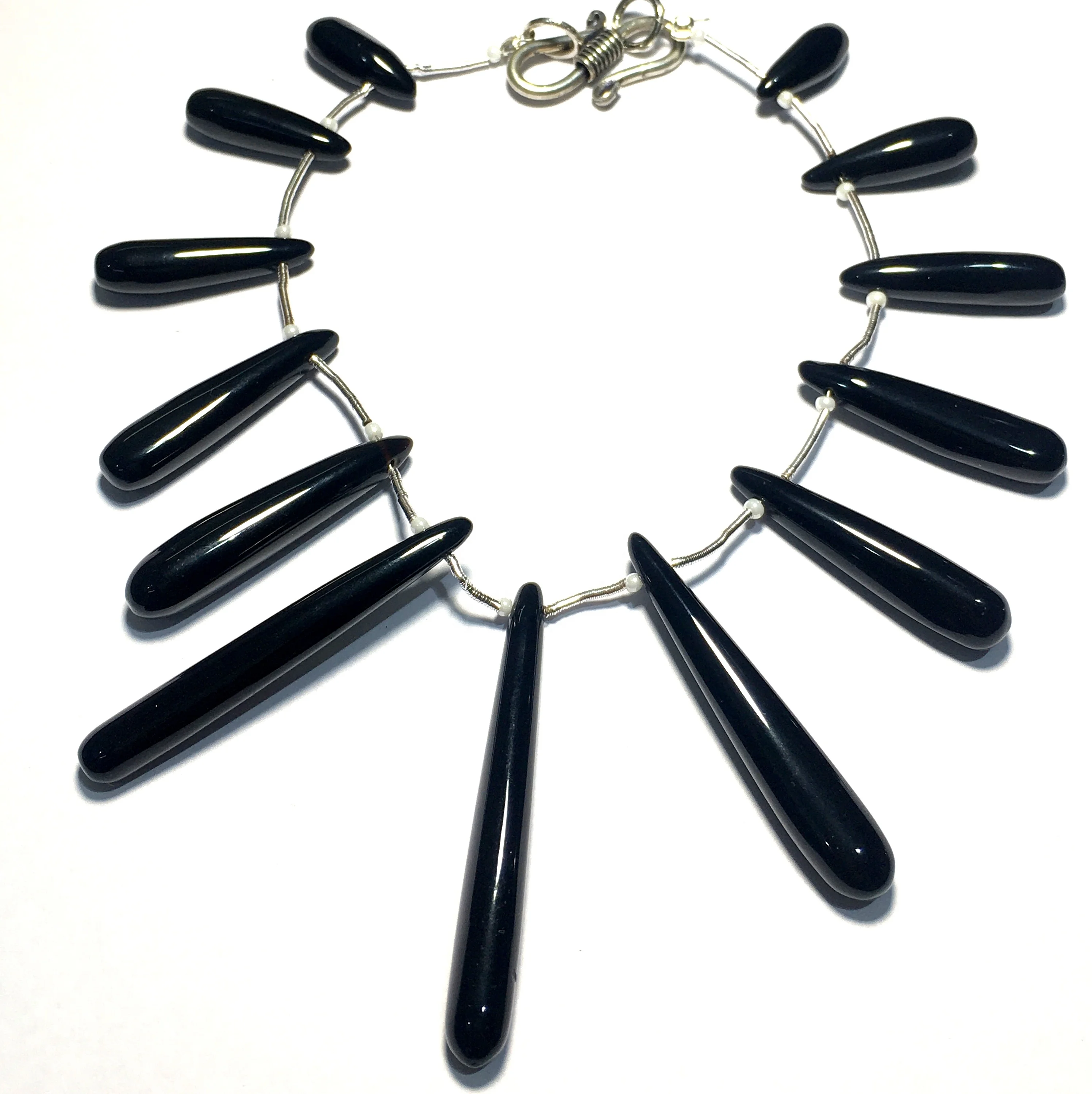 Natural Black Onyx Teardrop shape Plain beads making jewelry necklace/bracelet wholesale price per strand