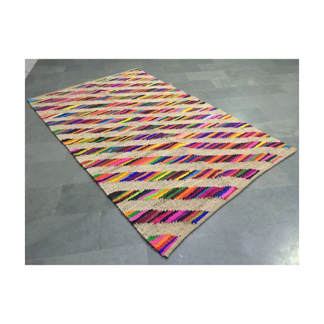 Beautiful Design Anti-Slip Hand Woven 100% Hemp Jute Rugs Australia  in multicolored  JH-127