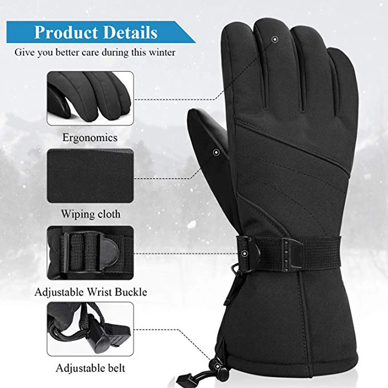 Men Gloves Winter Waterproof Ski Gloves Thermal Th insulate Snowboard Driving Snow Gloves