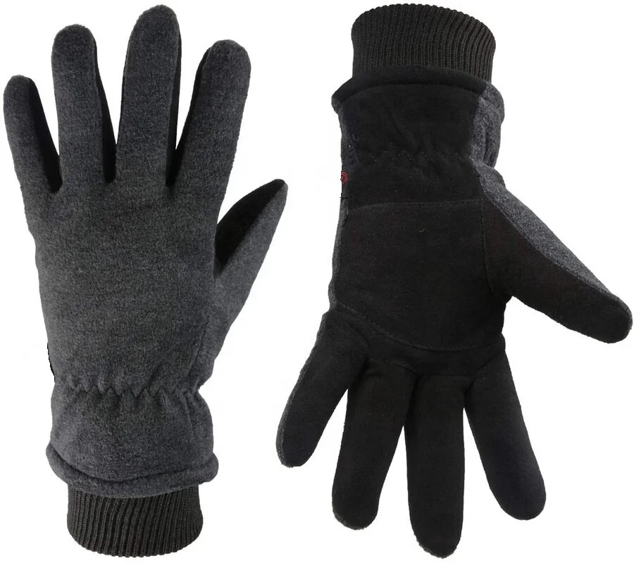 Winter Gloves Cold Proof Deerskin Suede Leather Insulated Water Resistant Windproof Thermal Glove for Driving Hiking Snow work