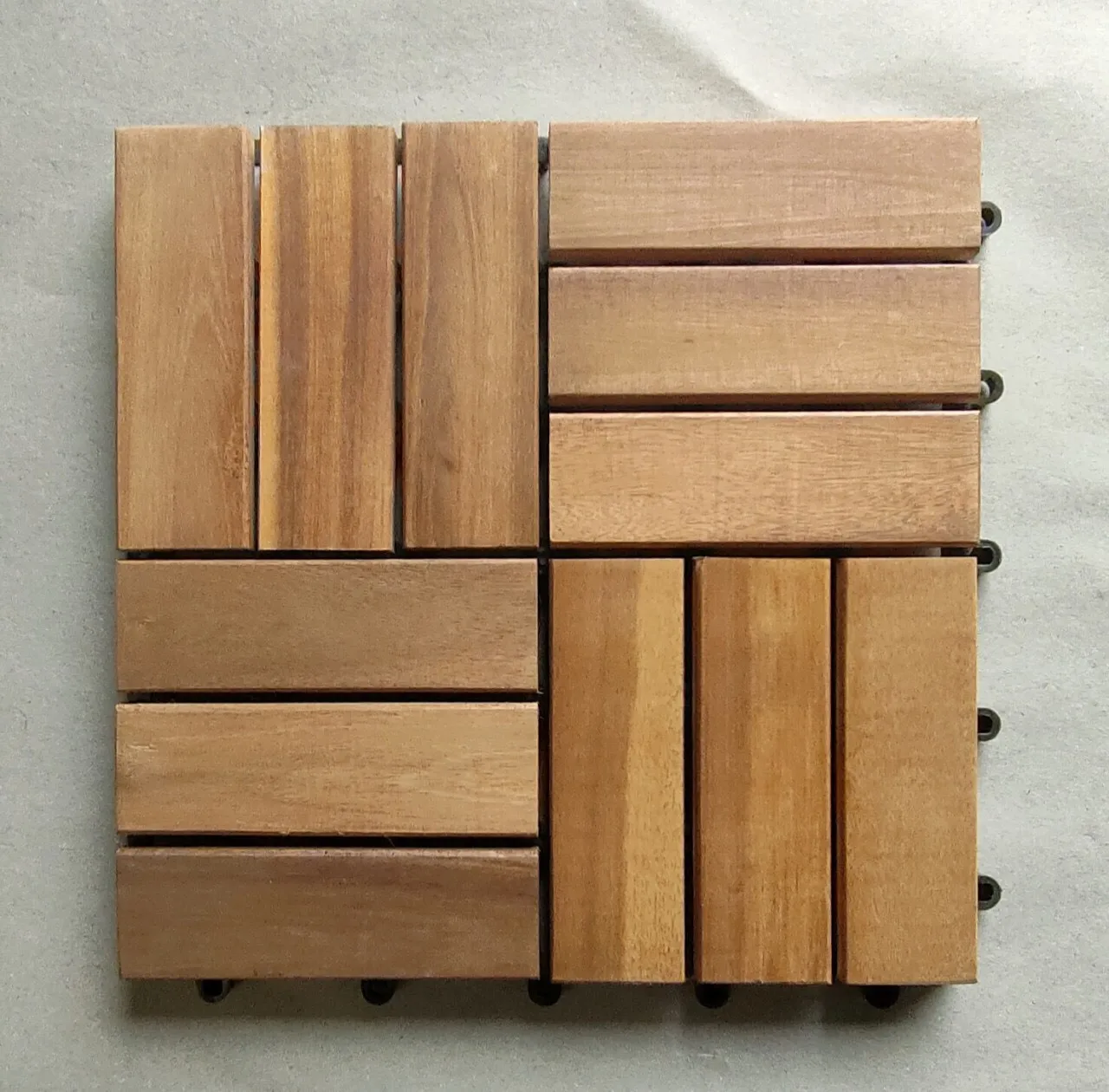 Elegant Modern Acacia Engineered Wood Deck Tile Hot Sale 6 Slats With UV Protection for Outdoor Furniture & Garden Use