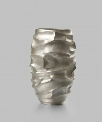 Nordic Uneven Silver Bottle Shape Cylindrical Flower Vases with Shiny Nickel and Brass Electroplating in Aluminum  From India