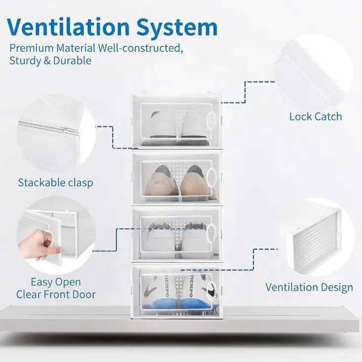 Высококачественная Бытовая пластиковая складная коробка для обуви с акриловым материалом на Alibaba