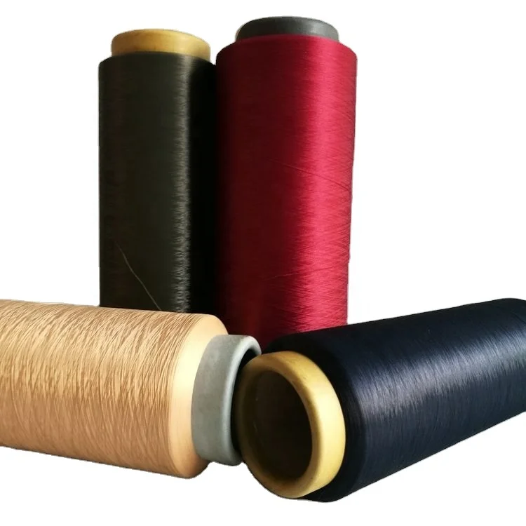 GRS recycled polyester yarn Low Elongation DTY 100D/36F high color fastness dope dyed UV resistance for outdoor fabric