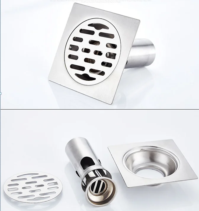 
Hot sale square stainless steel floor drain anti-odor for shower room can connect washing machine 