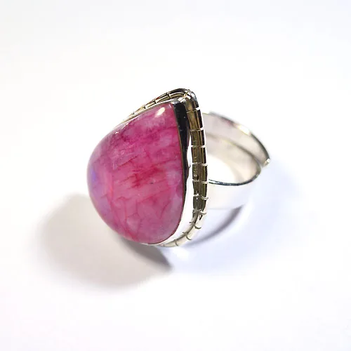 Wholesale 925 Silver Jewelry Natural Gemstone Pink Moonstone Ring