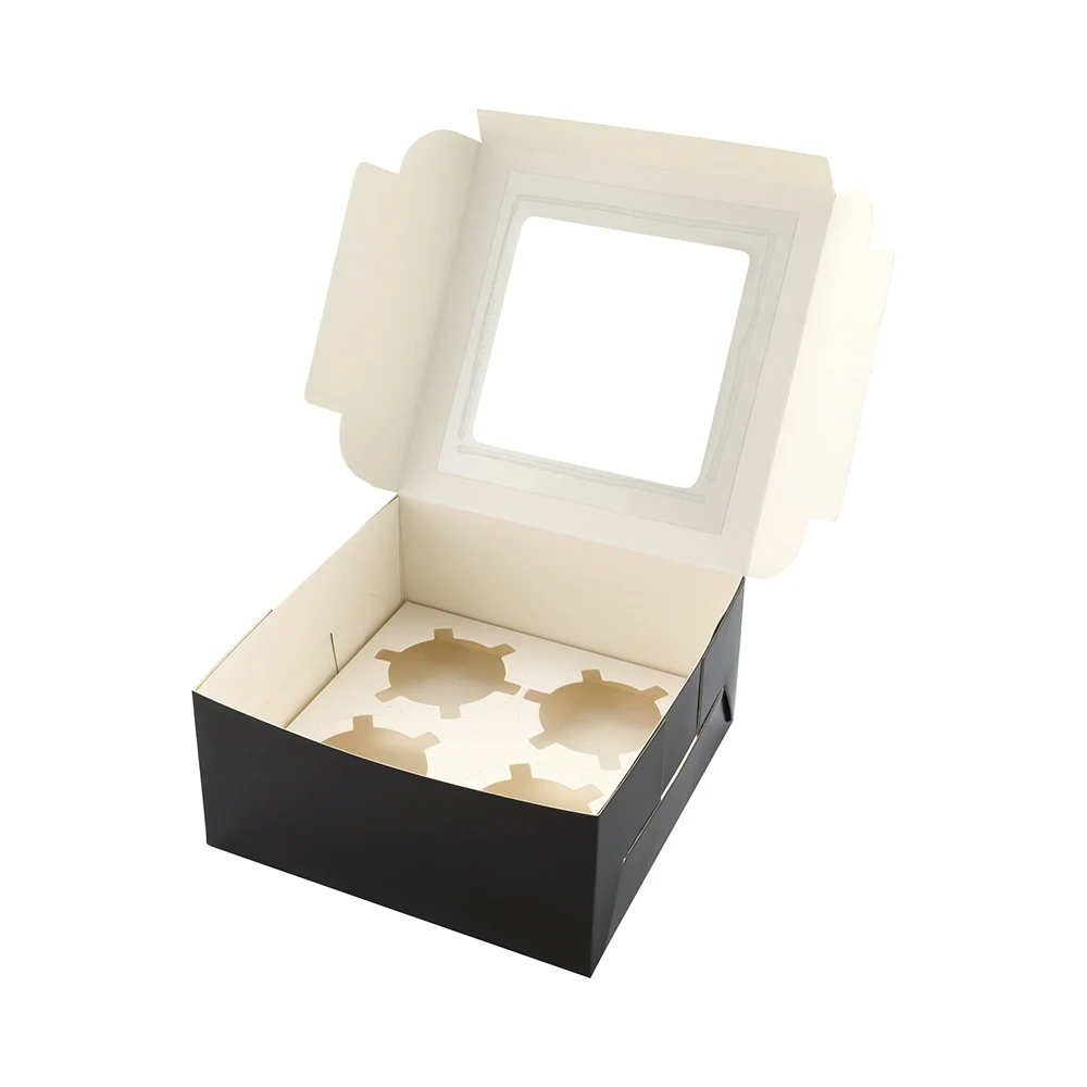 
Cafe Vision Square Black Cupcake Window Box - Fits 4 - 6 1/4