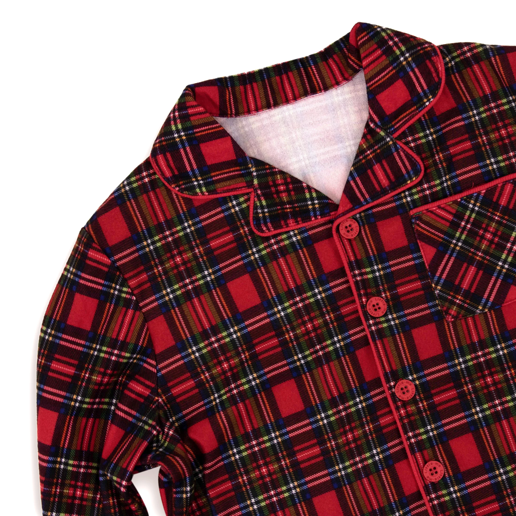 2020 christmas baby toddler boys button up shirt custom print coat front xmas red plaid tartan pajamas