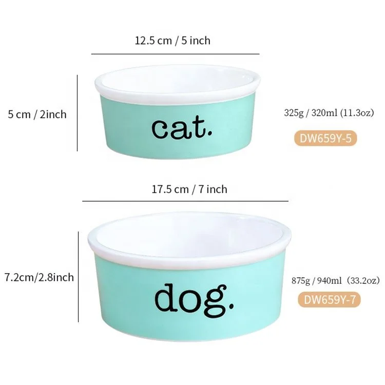 Porcelain custom logo drinking bowl cat double dog bowl non slip foldable waterproof dog pet smart bowl