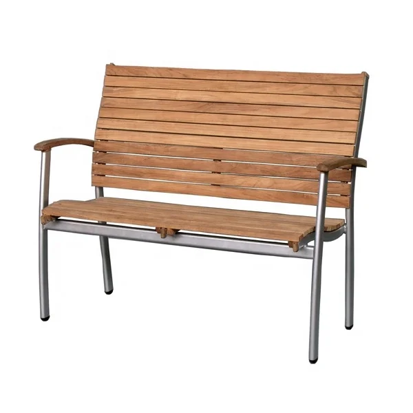 Teak Aluminum Garden Bench Wooden Aluminum Frame Outdoor Teak Garden Wooden Outdoor Furniture