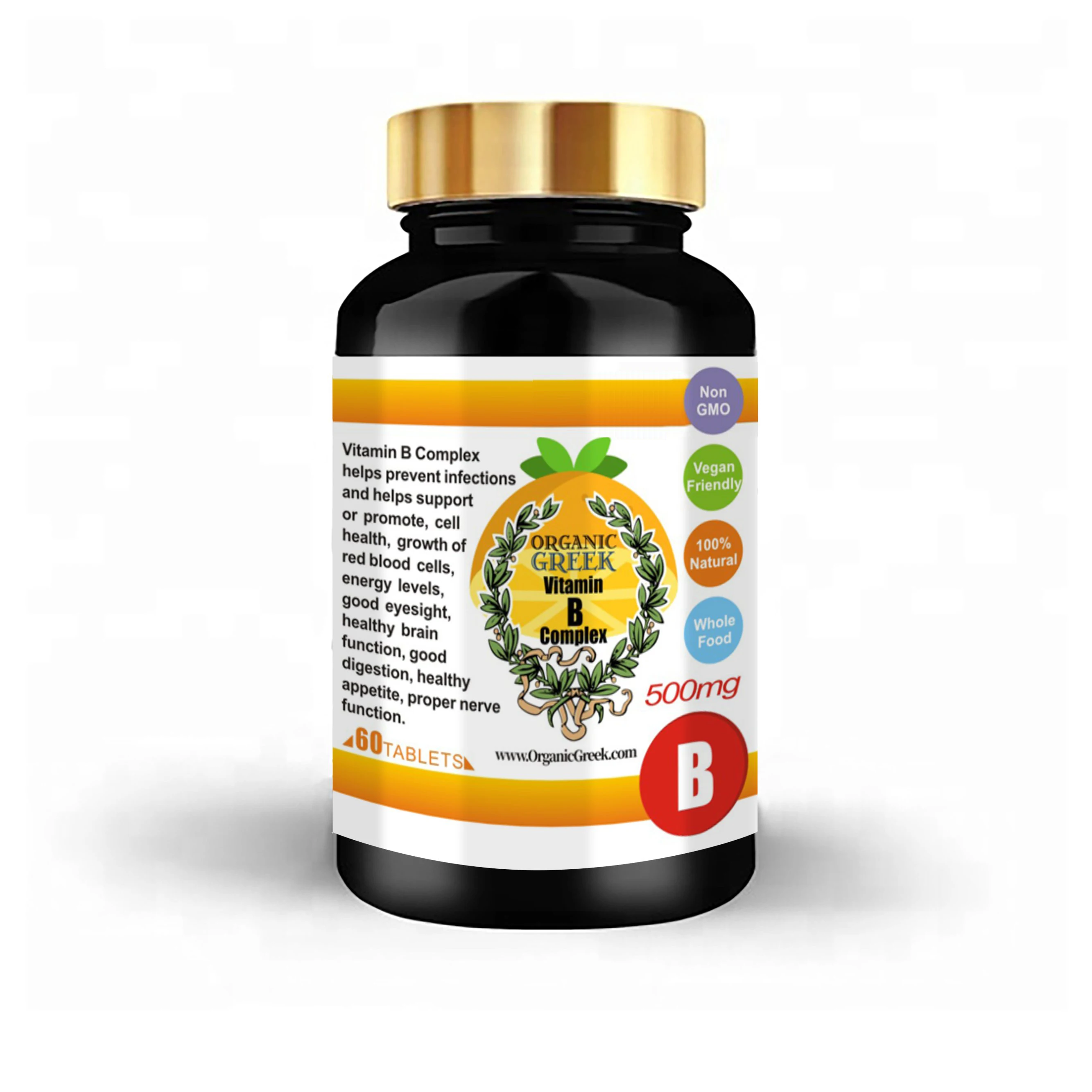 
Organic Greek Vitamin B Complex Natural Non GMO Supports Production Of Energy Red Blood Cells Healthy Nervous System Metabolism 