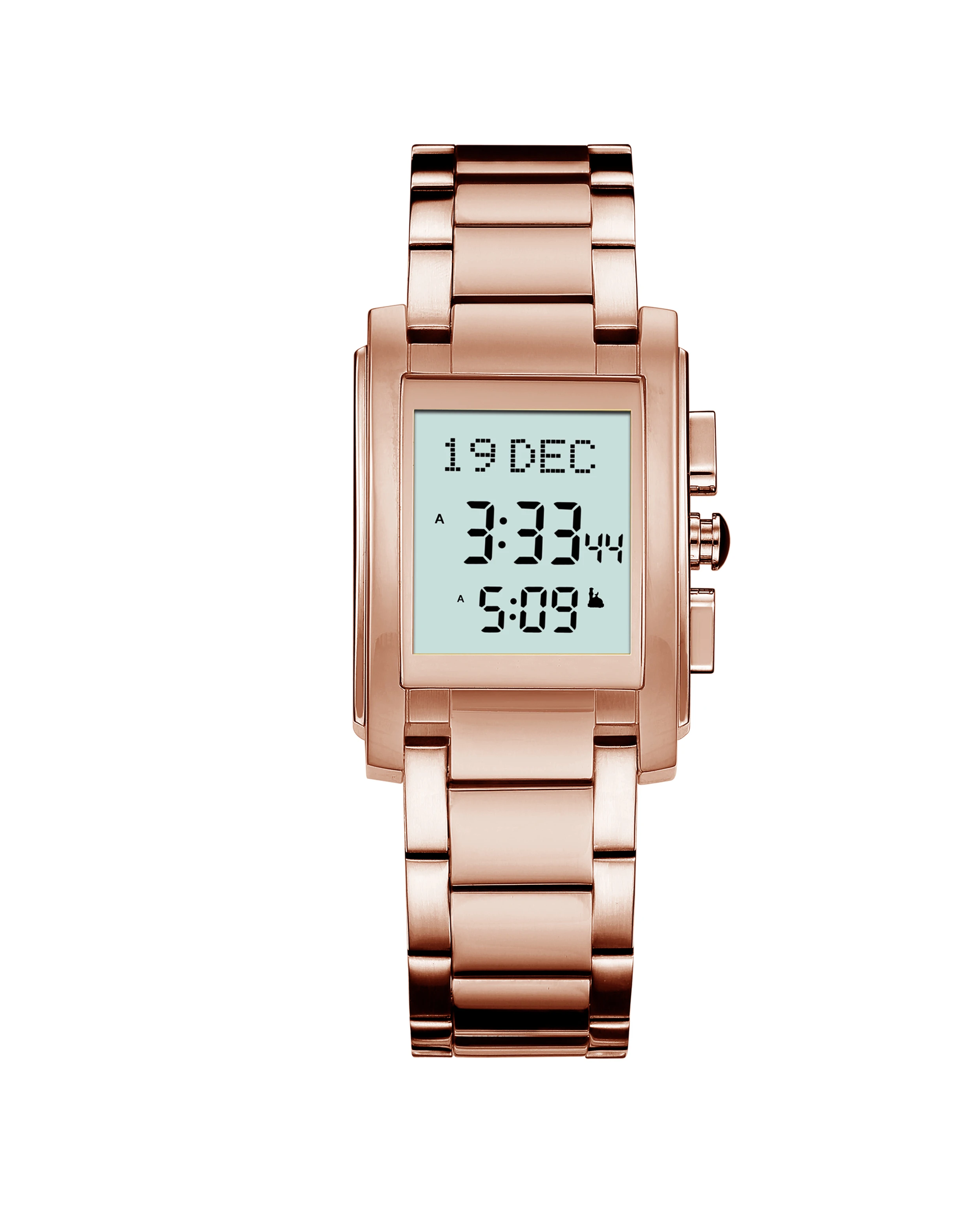 Алазань кварцевые часы Фабричный исламский мусульманский времени азана alfajr прямоугольник из нержавеющей стали Молитва Компас водонепроницаемые