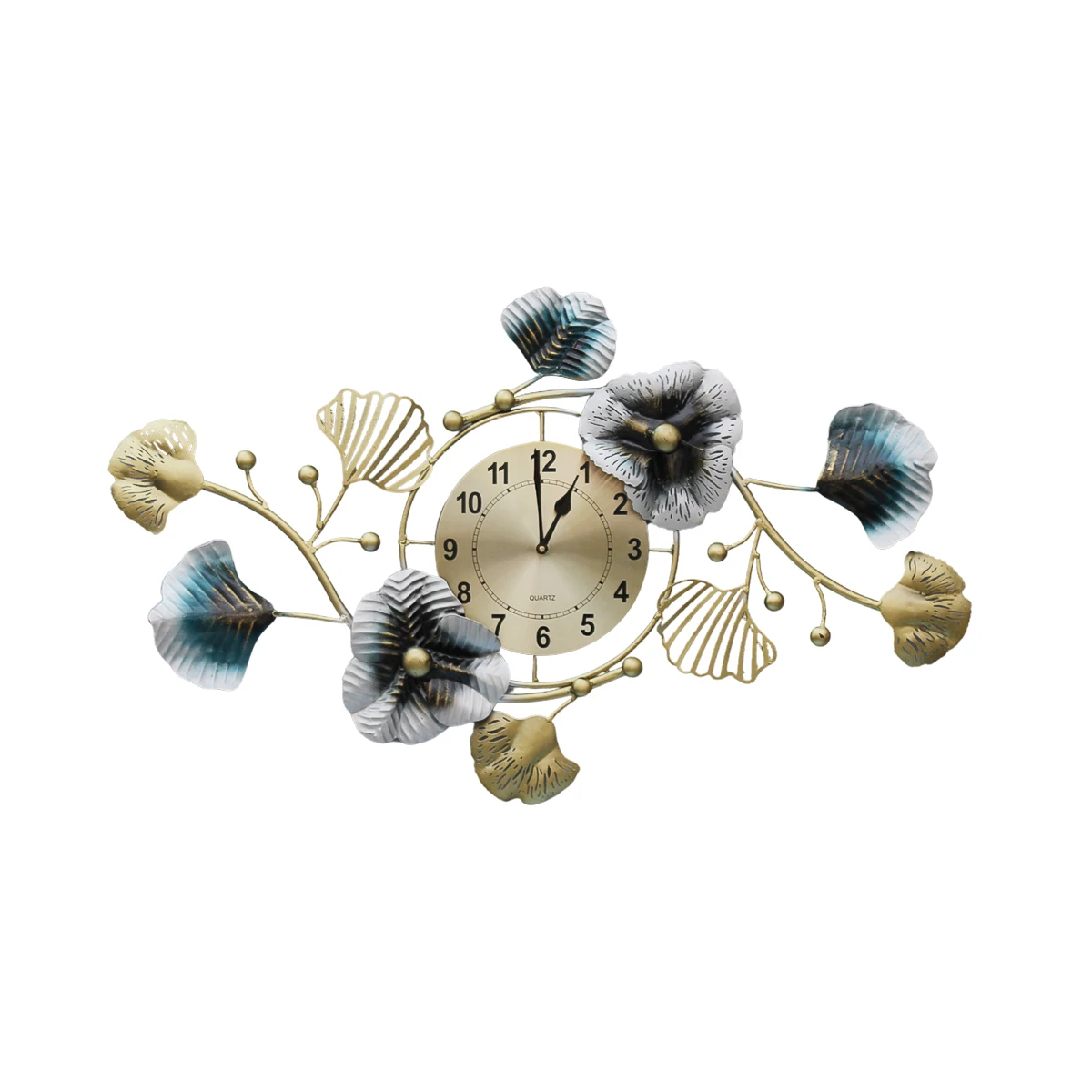 Newest Amazon Hot Selling Custom Design Decorative Metal FLOWER TIME HORIALVintage Design Antique Clock for Home Art Decoration